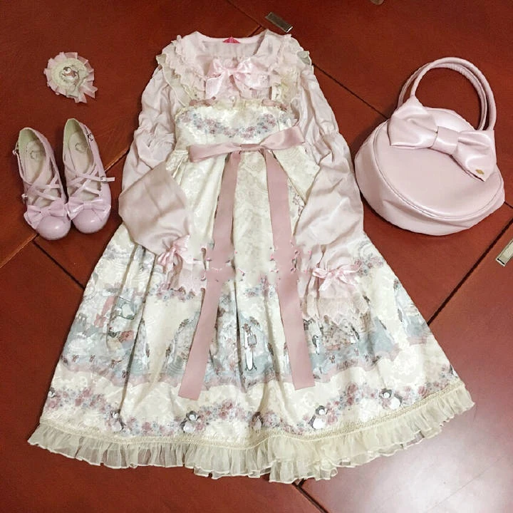 Mielas spausdinimo senovinių nėrinių bowknot viktorijos suknelė cosplay Princesė saldus lolita dress kawaii girl gothic lolita jsk loli Vestid