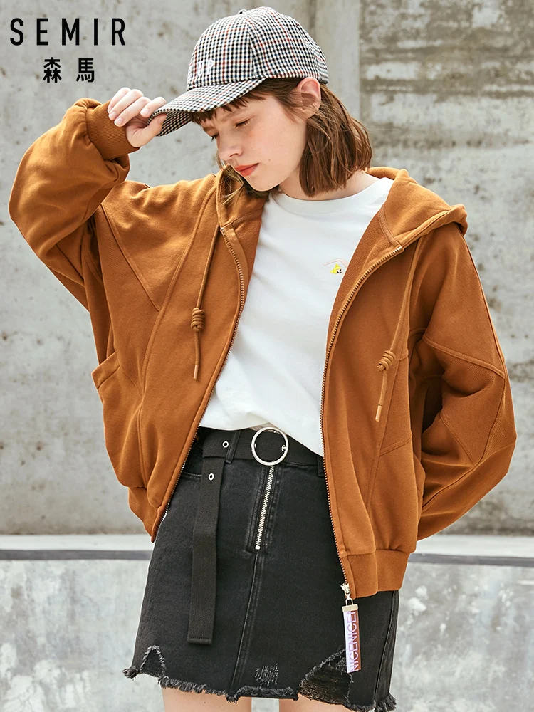 SEMIR Striukė moterims 2019 m. rudenį naujų prarasti negabaritinių striukė su gobtuvu megzti moteriški marškinėliai Han Ventiliatorius medvilnės outwear