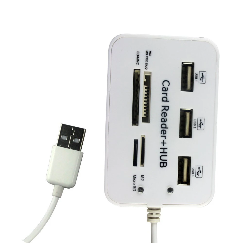 Micro USB Hub 2.0 Combo 3 Uostų Spliter Maitinimo Adapteris TF/SD/MS/M2, Card Reader for PC Kompiuterių Priedai