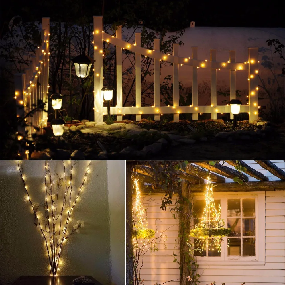 10M, 20M Varinės Vielos Saulės LED String lempos Pasakų Sodas šviesos Apdailos Girliandą Gerland Vejos Vestuvių Kalėdų Vakarėlį apšvietimas