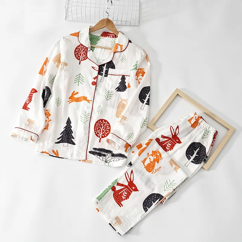 Gėlių Paprastas Stilius Medvilnės Pižama Nustatyti ilgomis rankovėmis Kelnės Sleepwear Ponios Pižamos Kostiumas Ilgai Pižama Moterų Namų Drabužiai