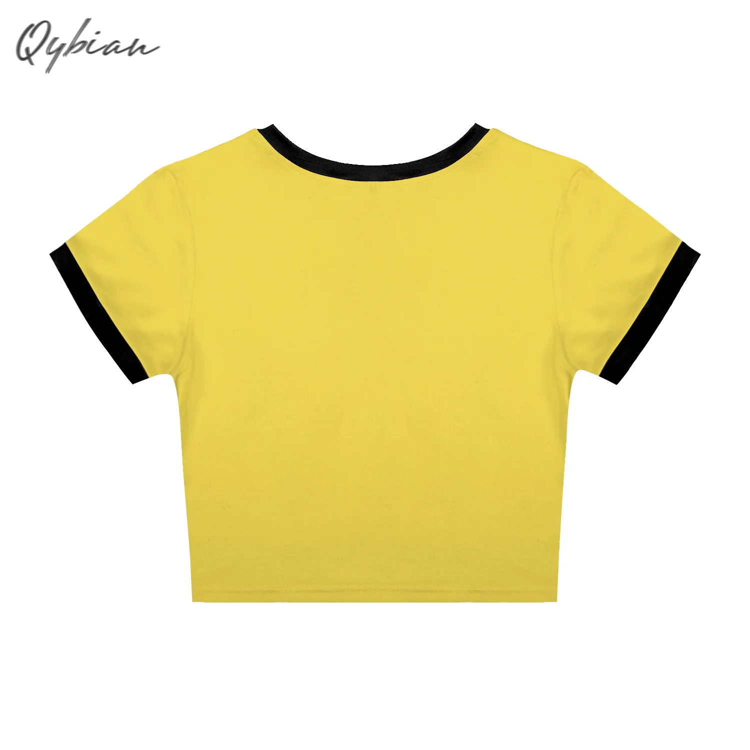 Moterų Saldus Pasėlių Top Marškinėliai Hip-Hop Animacinių Filmų Spausdinti Atsitiktinis O Kaklo Tees Ponios Mados Geltona Mielas Streetwear Viršūnes Camisetas