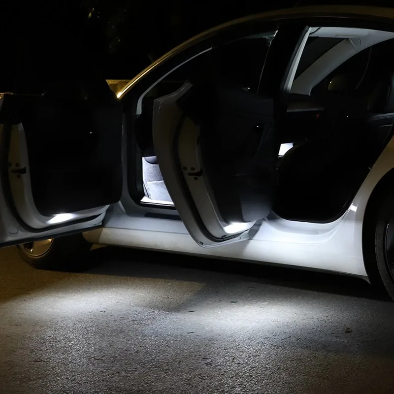2vnt Automobilio LED Durų Apšvietimas Kamieno Įkrovos Kojoms Lempos, daiktadėžės Lemputė Apšvietimo Tesla Model 3 X S-2018 M. Aksesuaras