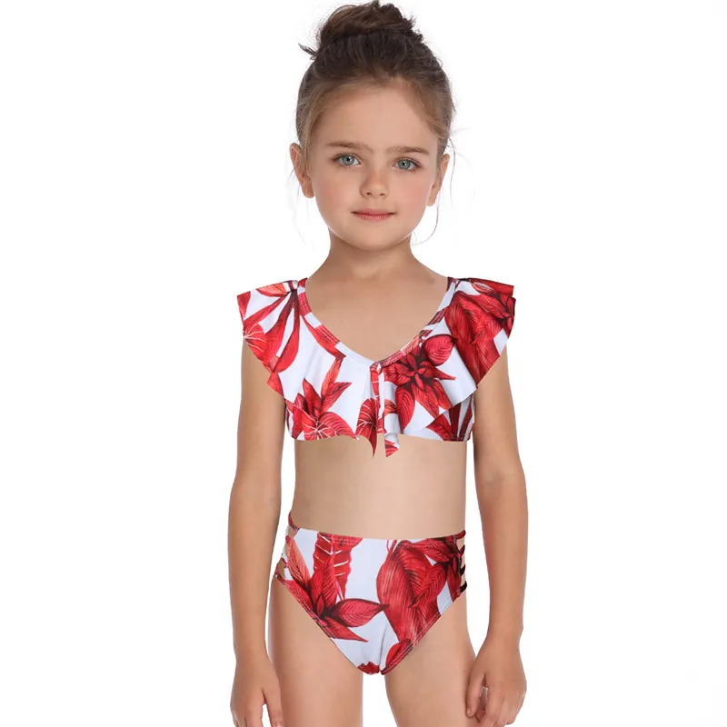 2019 Naujų Mergaičių Spausdinimo maudymosi kostiumėlis Kūdikiams, Vaikams, Vasaros Padalinta Paplūdimio Rankšluosčiai Vaikų Mielas bikini Maudymosi Kostiumą, didmeninės Drabužių