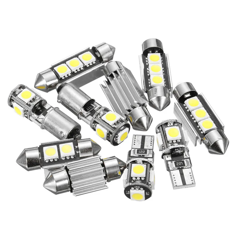 10 Vnt./Set White Canbus LED Vidaus apšvietimo Lemputės Pakuotės Rinkinys, Skirtas VW GOLF MK5 GTI 03-09