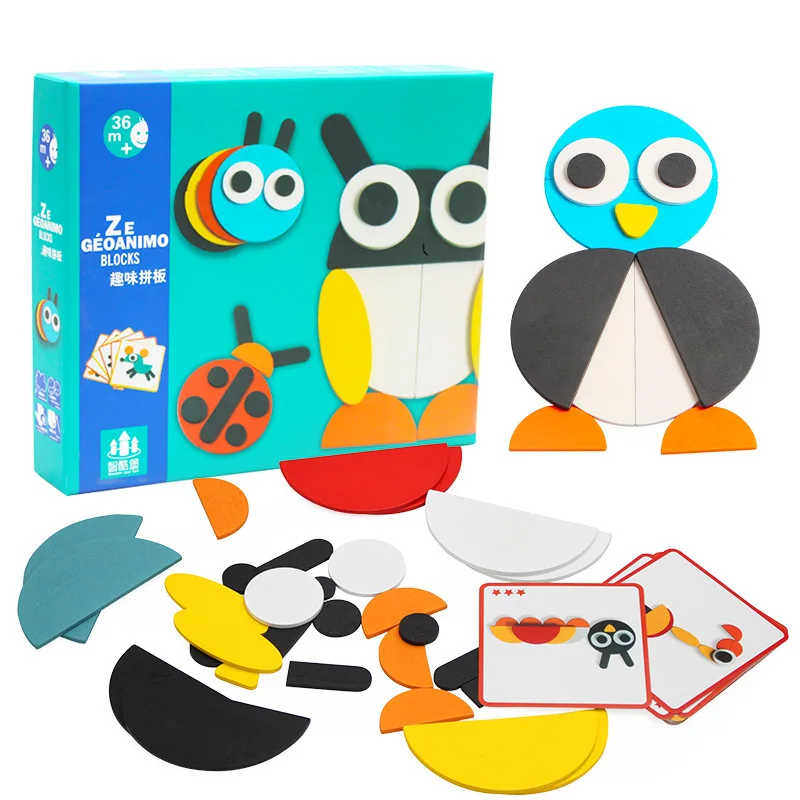 Medinės 3D Gyvūnų Dėlionė, Dėlionės, Žaislų, Montessori Ankstyvojo Ugdymo Tangram Dėlionės Dėlionės, Žaislų, Vaikai, Vaikams, Dovanos
