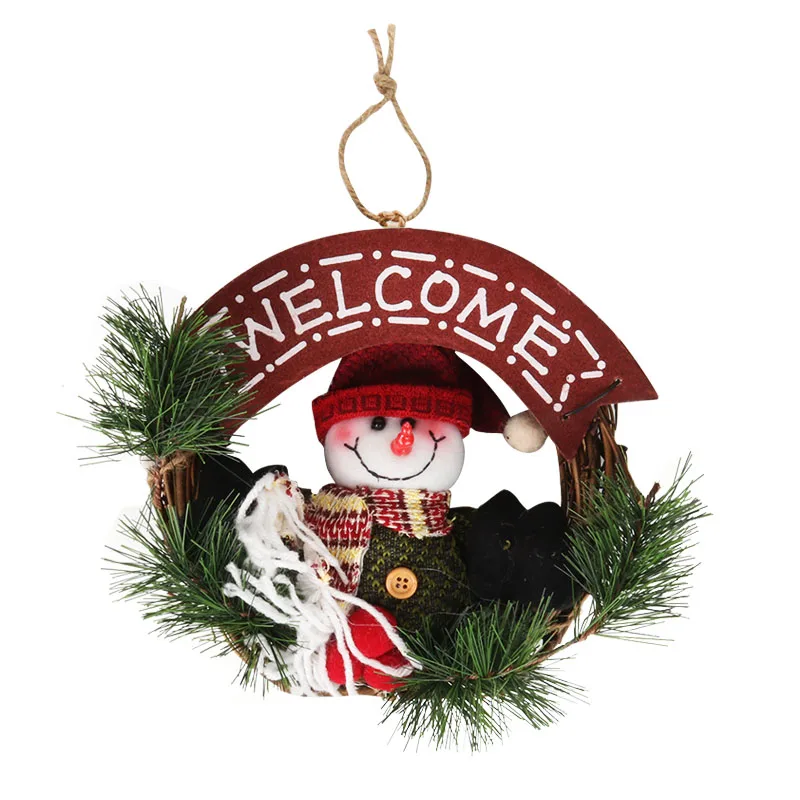 22Cm Kalėdinė Girlianda Vainikas Santa Claus Navidad Apdailos Kabinti Ornamentu Rotango Ratą Durų Nepriklausomo Sveiki atvykę naujieji Metai