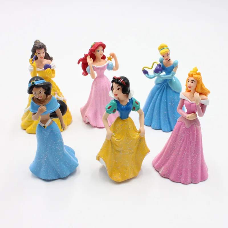 Disney 6pcs/set 8cm snieguolė Mermaid Princesė Pelenė Animacinių filmų Princesė Veiksmų Skaičiai Lėlės, Žaislai Vaikams-Geriausia Dovana