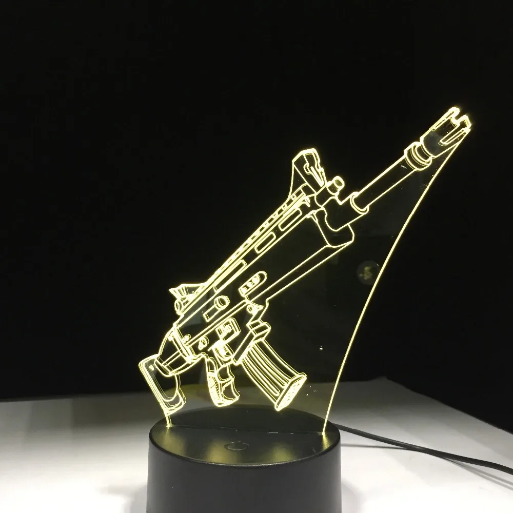 Randas Ginklą Suvenyras, Dovana, 7 Spalvų Touch Stalas Stalas Šviesos 3D LED Lava Lempa Akrilo Iliuzija Kambario Atmosferą Apšvietimas Žaidimas Ventiliatorius