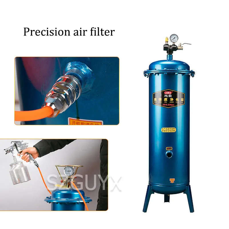 Tikslumo filtras Suspausto oro valytuvas Oro kompresorius, alyvos-vandens separatorius Kompresorius, vandens pašalinimo oro filtras