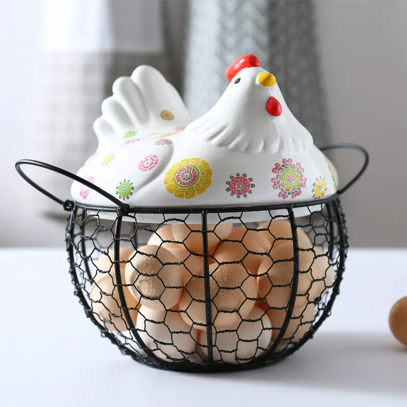 Keramikos Kiaušinių Organizatorius Saugojimo Krepšys Kiaušinių Krepšelį Vaisių Bako Langelis Keramikos, Vytelių krepšius, Dekoratyviniai Virtuvės Krepšelį Kiaušinių Laikymas