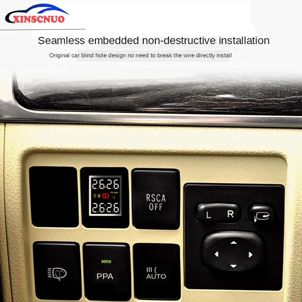 XINSCNUO Automobilių Elektronikos Belaidžio Toyota Land Cruiser TPMS Padangų Slėgio Stebėjimo Sistema Jutiklis LCD Ekranas