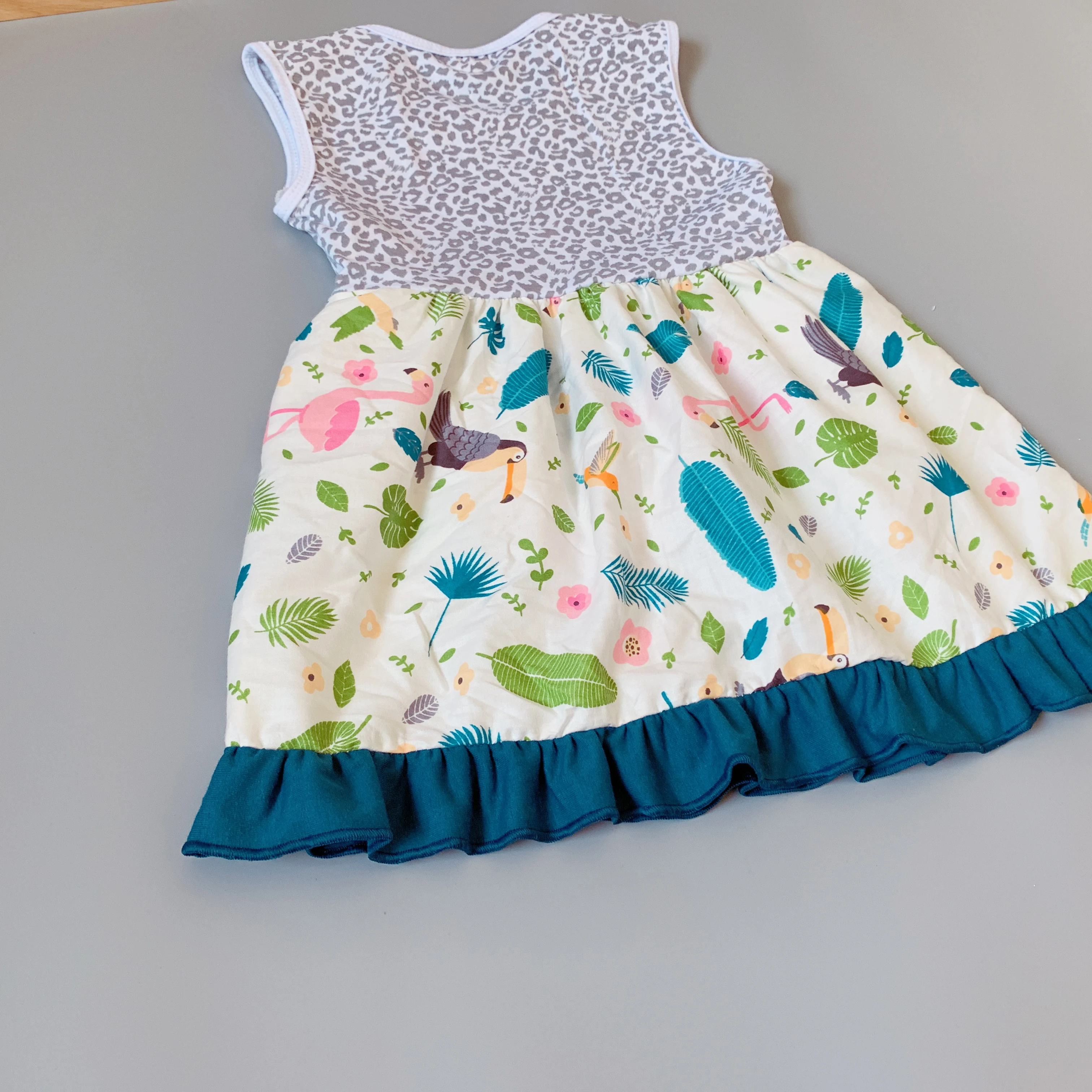 2019 Medvilnės Baby Mergaitės Vasaros gėlių mėlyna Rankovių Kūdikiams & bamblys Vaikai raukiniai, suknelės vaikams mielas princesė suknelė
