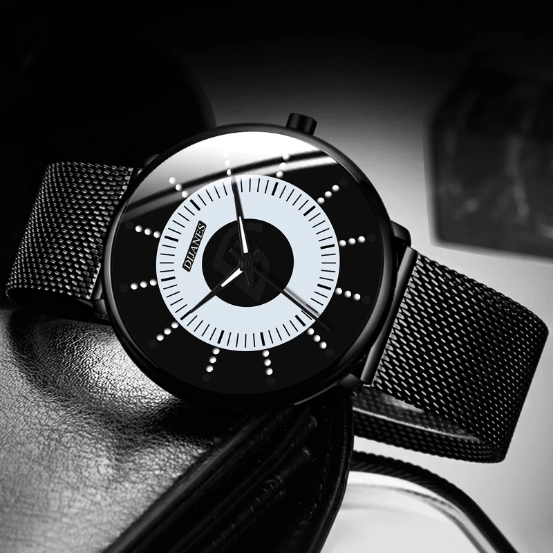 Minimalistinio Mens Mados Laikrodžiai Ultra Plonas Vyrų Verslo Nerūdijančio Plieno Tinklelio Diržo Kvarco Žiūrėti Šviesos Laikrodis relogio masculino