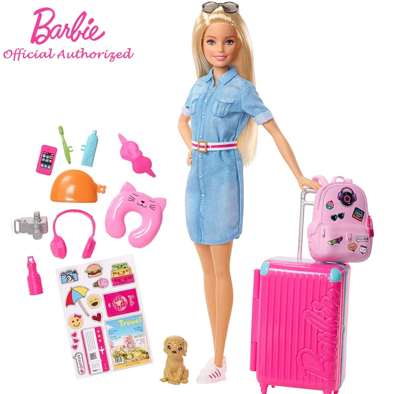 Originalias Barbie Lėles Prekės Kelionių Mergaitė su Šuniuku Asortimentas Fashionista Lėlės, Žaislai Vaikams, Gimtadienio Dovana Atgimsta Bonecas