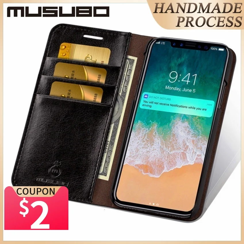 Musubo Flip Case For iPhone SE 2020 XS Max natūralios Odos Prabangus Atvejais Apima, 