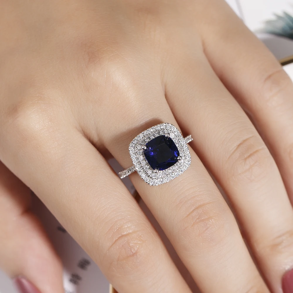 6 stiliaus Realaus 925 Sterlingas Sidabro Žiedai, pirštas, Papuošalai Amžinąjį gamtos Mėlynas Safyras Vestuvių Vestuvinis Žiedas Moterims