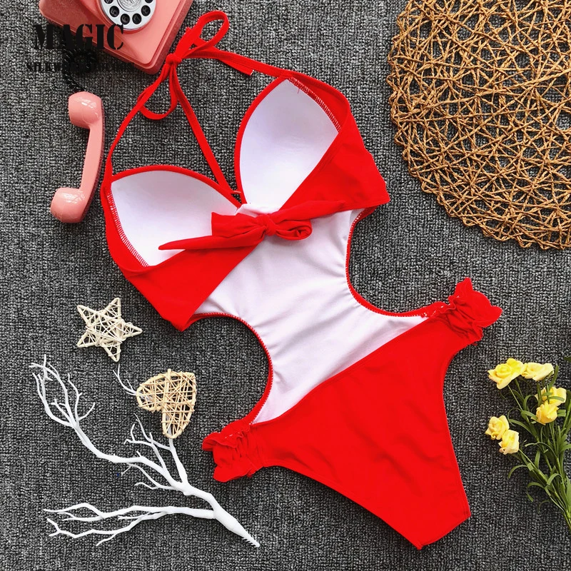 Naujas Aukštos Kokybės Bodysuit vientisas maudymosi kostiumėlis Tvirtą Raudona Juoda Push Up maudymosi Kostiumėliai Moterims Seksualus Backless Plaukimo Kostiumas Monokini 5 spalva