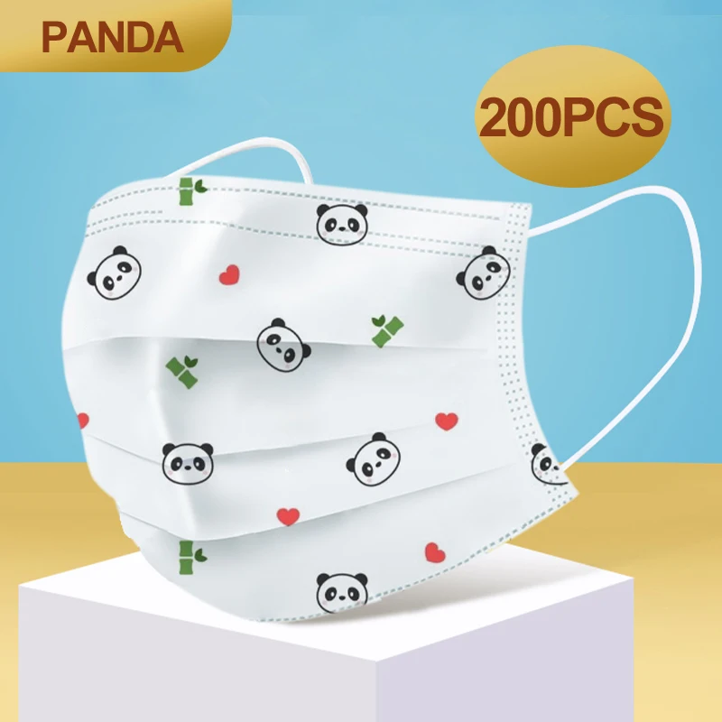 Panda Animacinių filmų Vaikams Vienkartiniai Kaukė 3 Sluoksnių Vaikas Filtras Higienos Tirštėti Vaikų Veido, Burnos Kaukę Lankelį Greitai Delievry Naujas