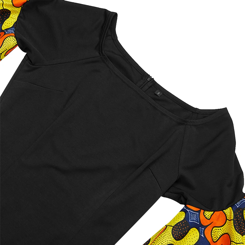 Afrikos Suknelės Moterims ankara Suknelės medvilnės Elastinga juoda maža suknelė 2020 m. Moteris Afrikos drabužių mados ilgomis rankovėmis suknelė