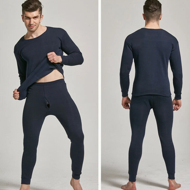 Naujas-ateinantį Rudens-Žiemos Vyrų Patalpų Vientisą Elastingą Šiltas Innerwear Nustatyti, Atsitiktinis, Kietas Spalvų Šilumos Apatiniai Pajama Rinkinys