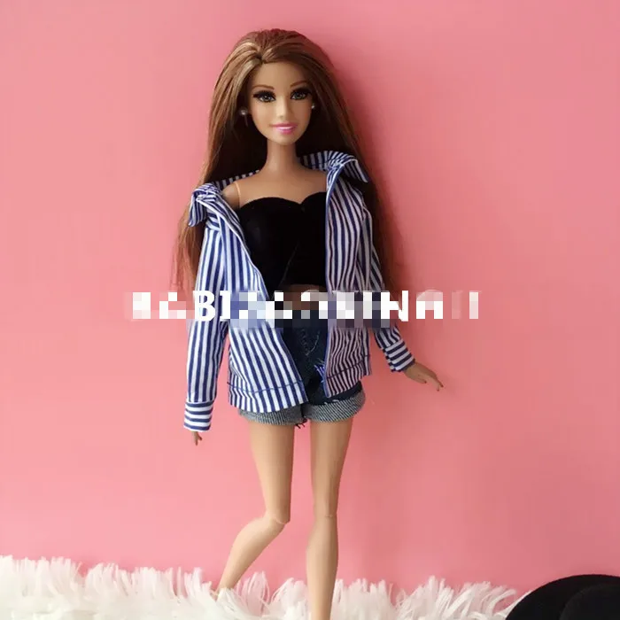 Spalvinga Doll marškinėliai ir šortai, kelnės reikmenys 1/6 lėlės A195