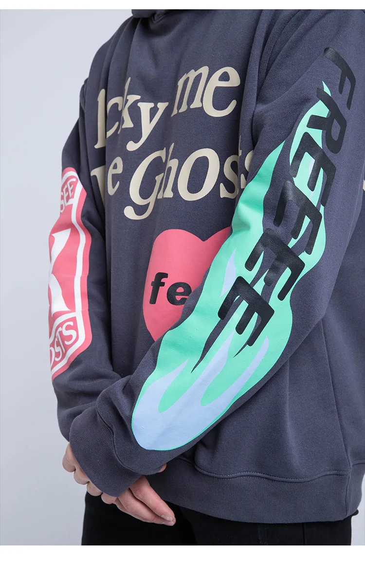Hip-Hop Grafiti Kanye West Hoodies Vyrų 3D Laišką Išspausdinti O-kaklo Rudenį Atsitiktinis Megztinis Streetwear Mados Riedlentės Palaidinukė