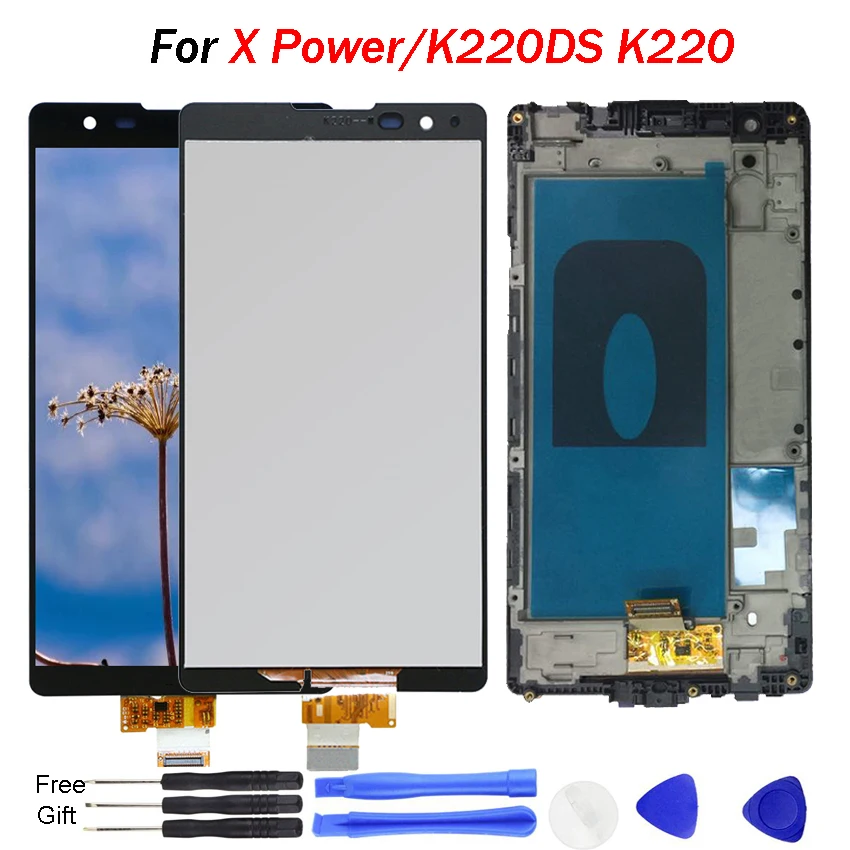 Dėl LG X Power ekranu K220DS K220 LCD Jutiklinis Ekranas Originalo Kokybę, AAA, skaitmeninis keitiklis Asamblėjos Pakeisti K220DSF K220D