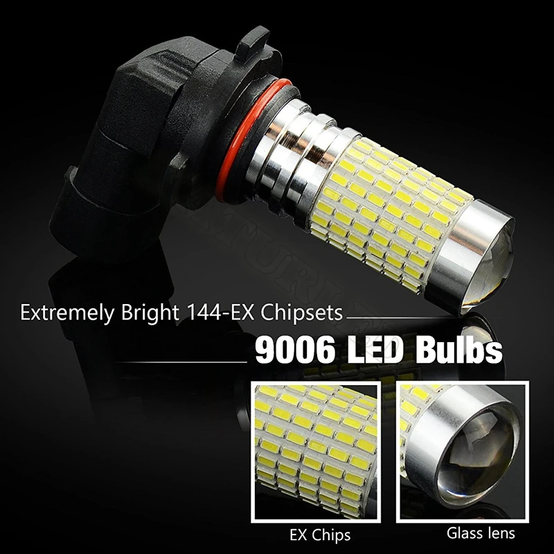 1pcs 1500 Liumenų Labai Šviesus 144-EX Mikroschemas 9006 HB4, LED Lemputes, su Elektriniais dėl Rūko Žibintai, 6000K Balta Apšvietimas