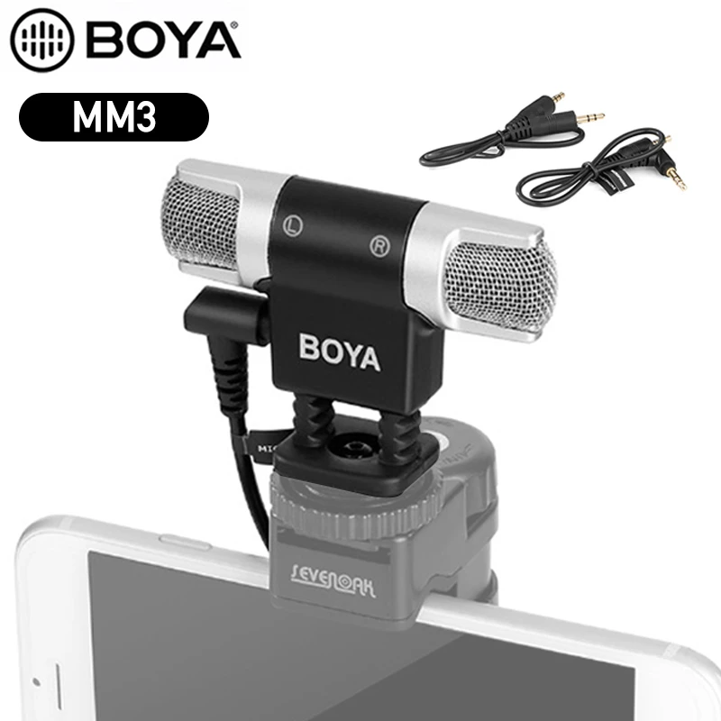 BOYA BY-MM3 Dual Galvos Stereofoninio Įrašymo Kondensatoriaus Mikrofonas, mic, 