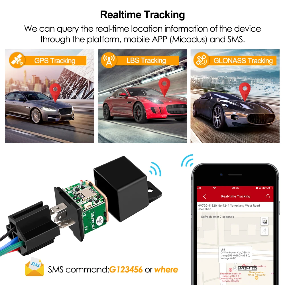 Mini GPS Seklys Automobilių Tracker Micodus MV720 Paslėptas Dizaino nutraukė Kuro GPS Car Locator 9-90V 80mAh Smūgio greičio viršijimo Įspėjimo Nemokama programa