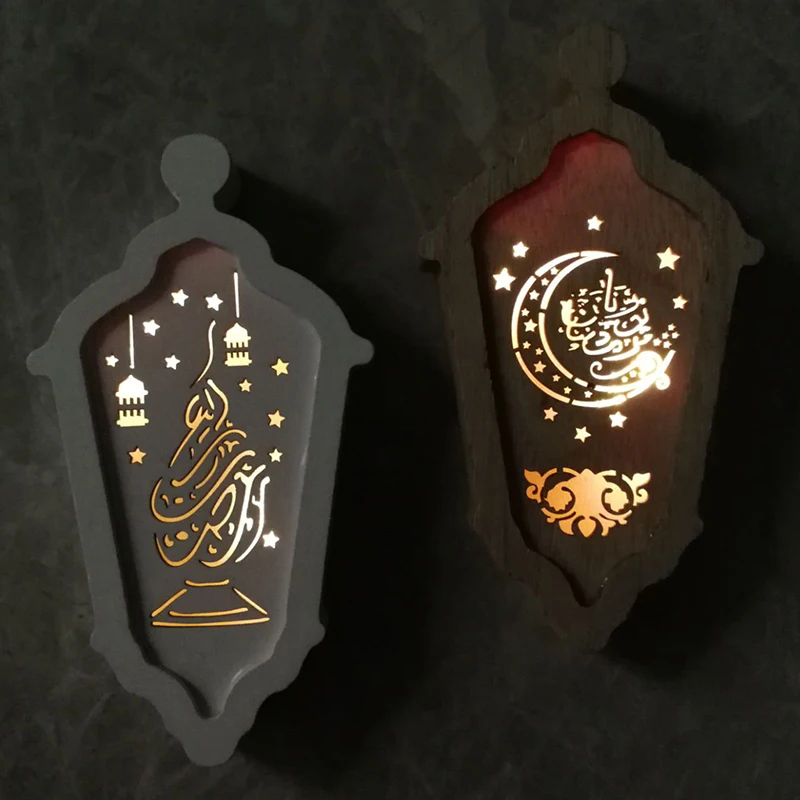 Ramadanas Papuošalai Namų Medienos Eid Mubarakas Mėnulis LED Šviesos Medinė Lenta Kabo Pakabukas Islamo Musulmonų Įvykis Šalies Prekių