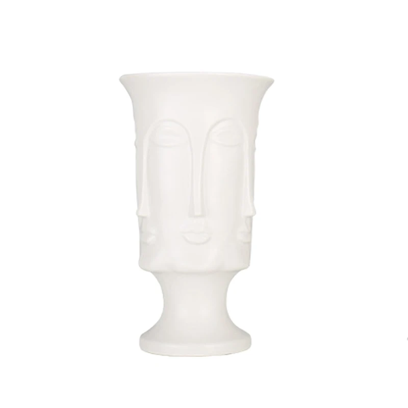 Šiaurietiškas Minimalizmas Abstrakčiai Keramikos Vaza Veido Meno Matinė Glazūra, Dekoratyvinis Galvos Formos Vaza Baltos Keramikos