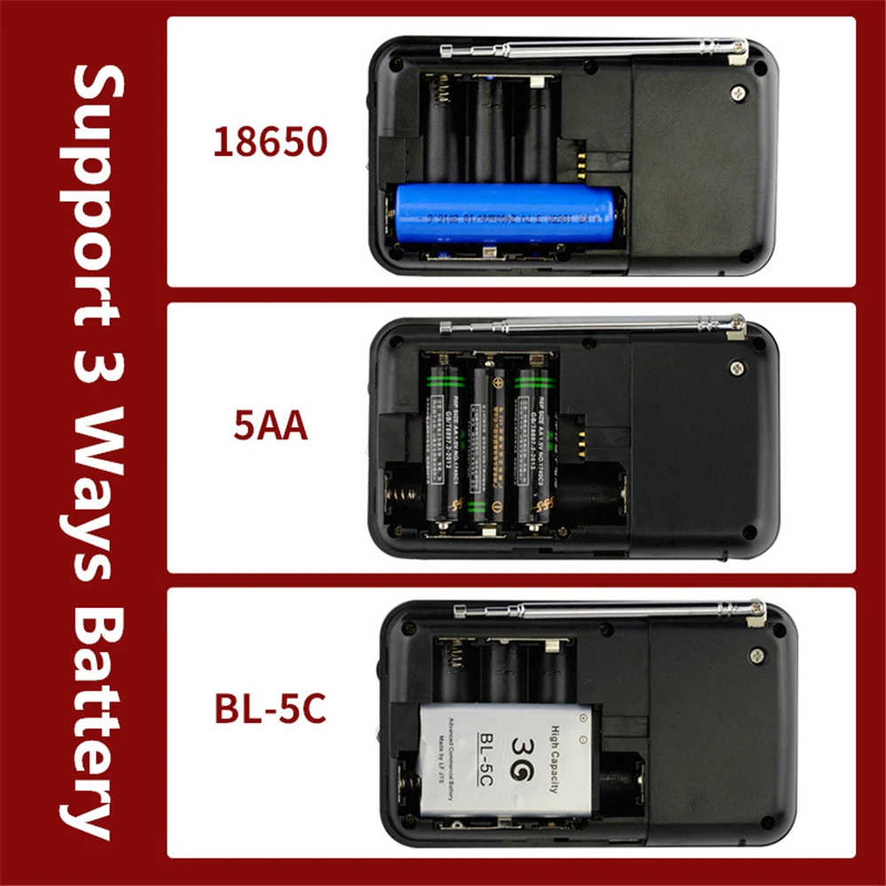 18650 Baterija, Nešiojama Mini FM Radijo Garsiakalbį, Muzikos Grotuvas, SD/TF Kortelė USB PC 