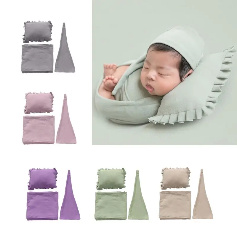 3Pcs/Set Naujagimių Fotografijos Prop Kūdikiui Sleepy Bžūp+Įvyniojimas+Pagalvė Nustatyti Studija fotosesiją Priedai