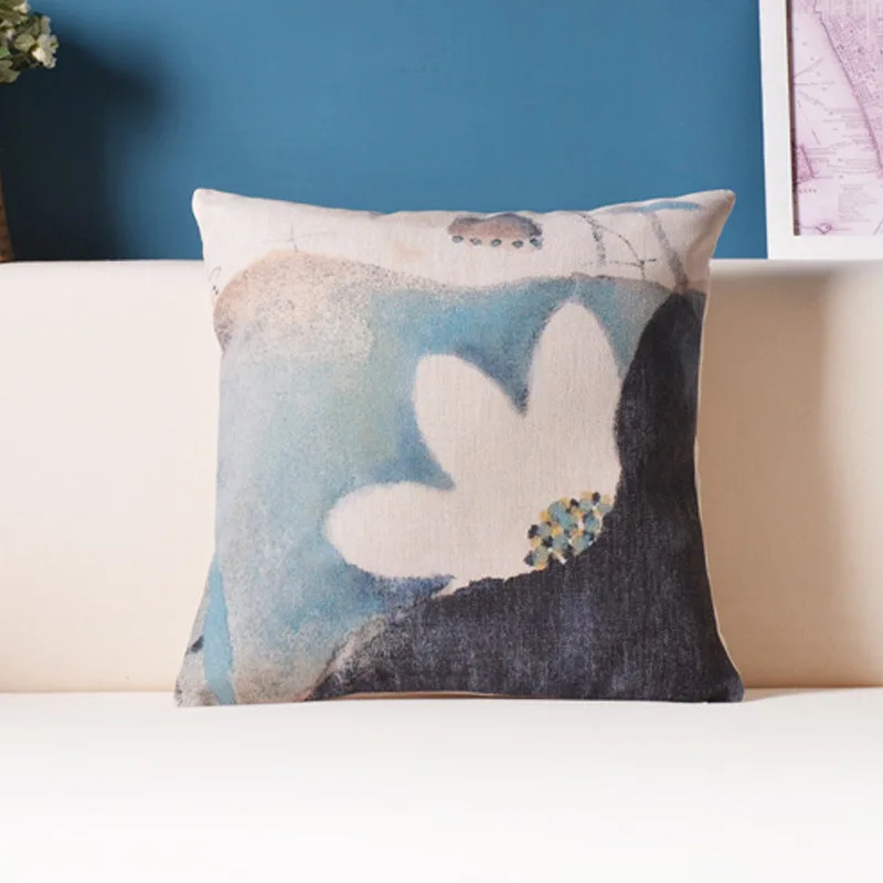 2019 Naujų pardavimo Kinų stiliaus rašalo lotoso gėlė, medvilnės, lino spausdinti pagalvę padengti Kinijos retro namų puošybai sofos pagalvėlė padengti