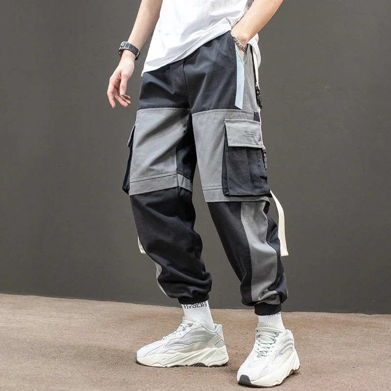 Hip-Hop Berniukas Multi-Kišenės, Elastinga Juosmens Haremo Kelnės Vyrams Streetwear Atsitiktinis Kelnės Poilsiu Vyrų Kulkšnies Ilgis Mados Mens Kelnės