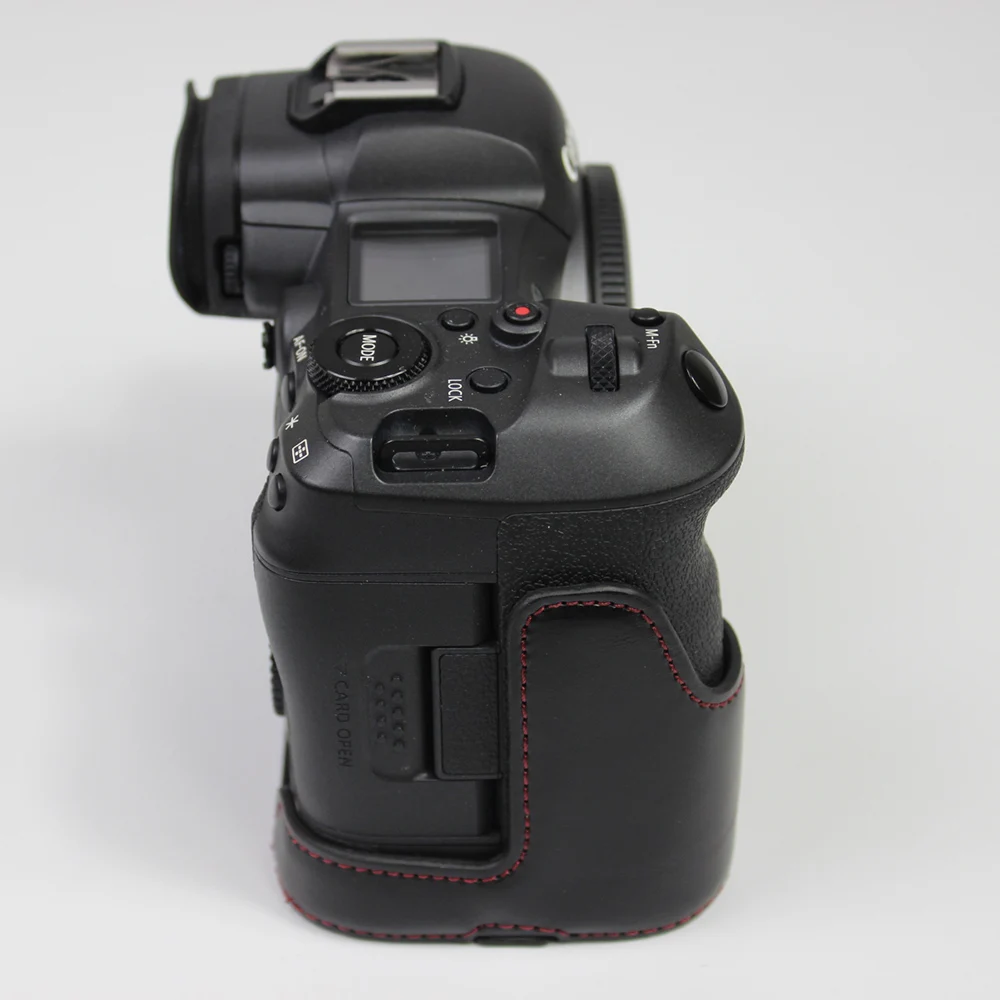 PU oda atveju Fotoaparato krepšys Canon EOS R5 R6 DSLR Apsauginės rankenos pagrindo Pusę kūno padengti nešiojamų Baterijų Atidarymas
