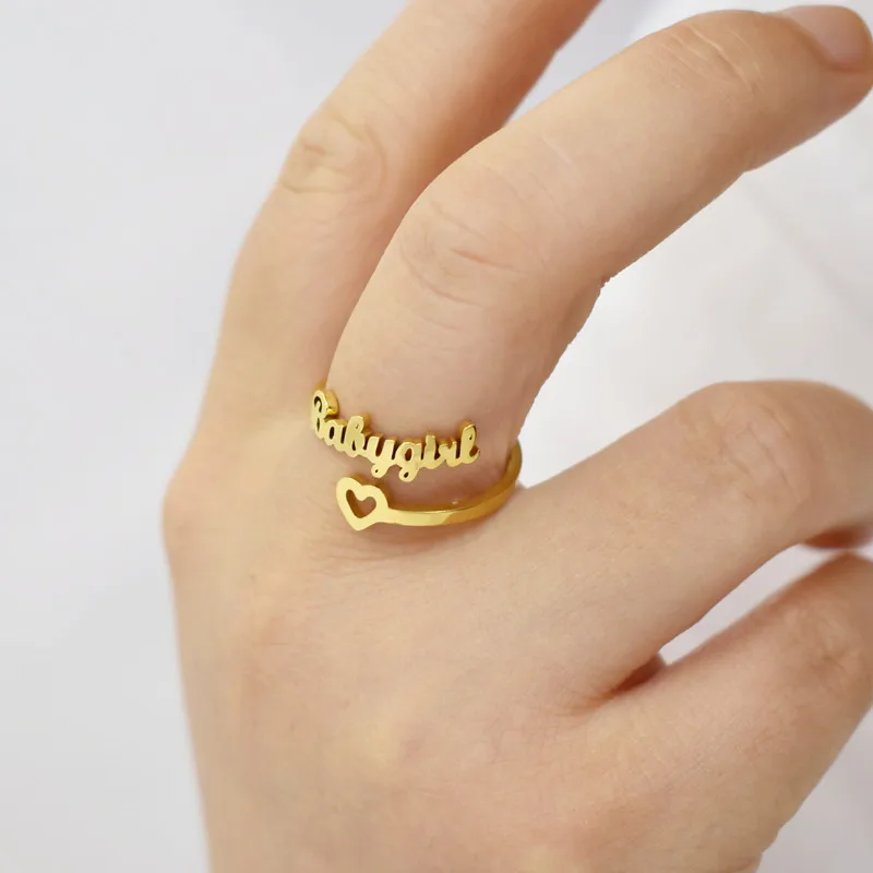 Populiarus Europoje ir Jungtinėse valstijose, retro raidžių Babygirl žiedas moters asmenybės paprasta meilės žiedas
