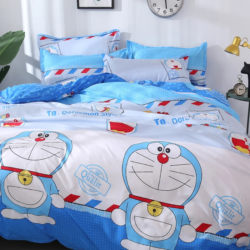 Namų Tekstilės Animacinį Personažą Doraemon Patalynės Komplektas Chidren poliesteris mėlyna Patalyne, Apima Antklode Padengti paklode Užvalkalas