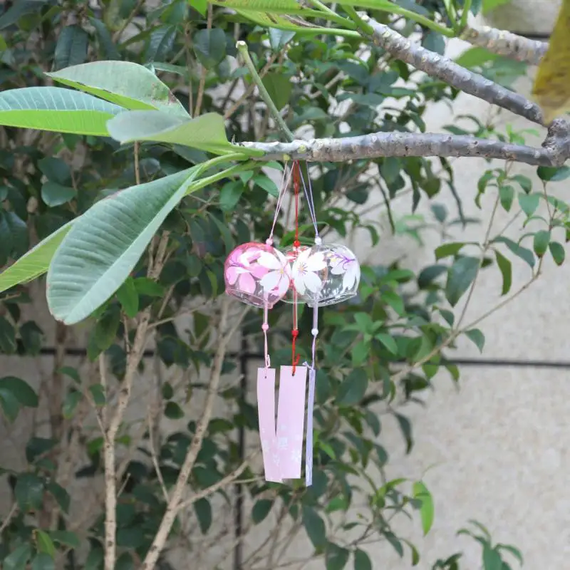Japonijos Vėjo Bell Rankų Darbo Stiklo Vėjo Varpeliais Handpainted Sakura Vėjo Varpai Sode Kabo Apdaila