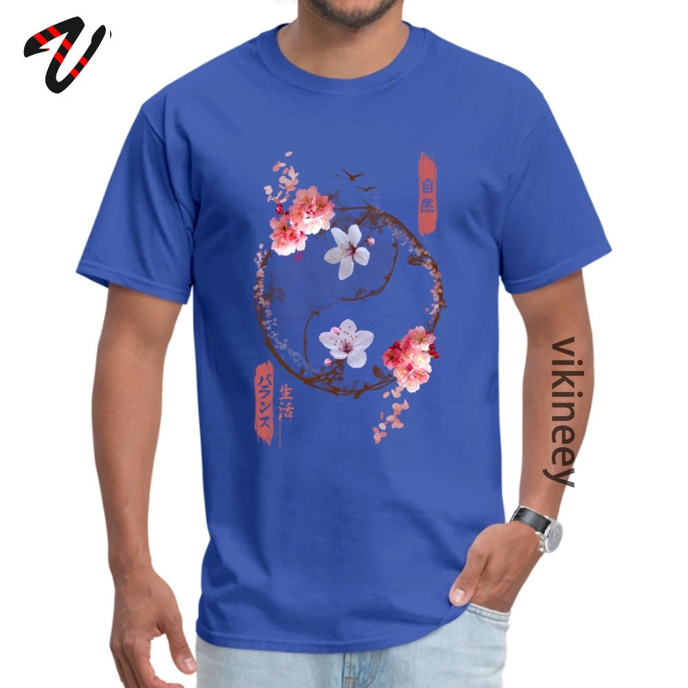 Amžinas Balansas Gėlių Sakura Apvalios Kaklo marškinėliai Estetinės Grafinis Medvilnės Spausdinti Marškinėliai, 3D Atspausdintas Vyrų Palaidinukė