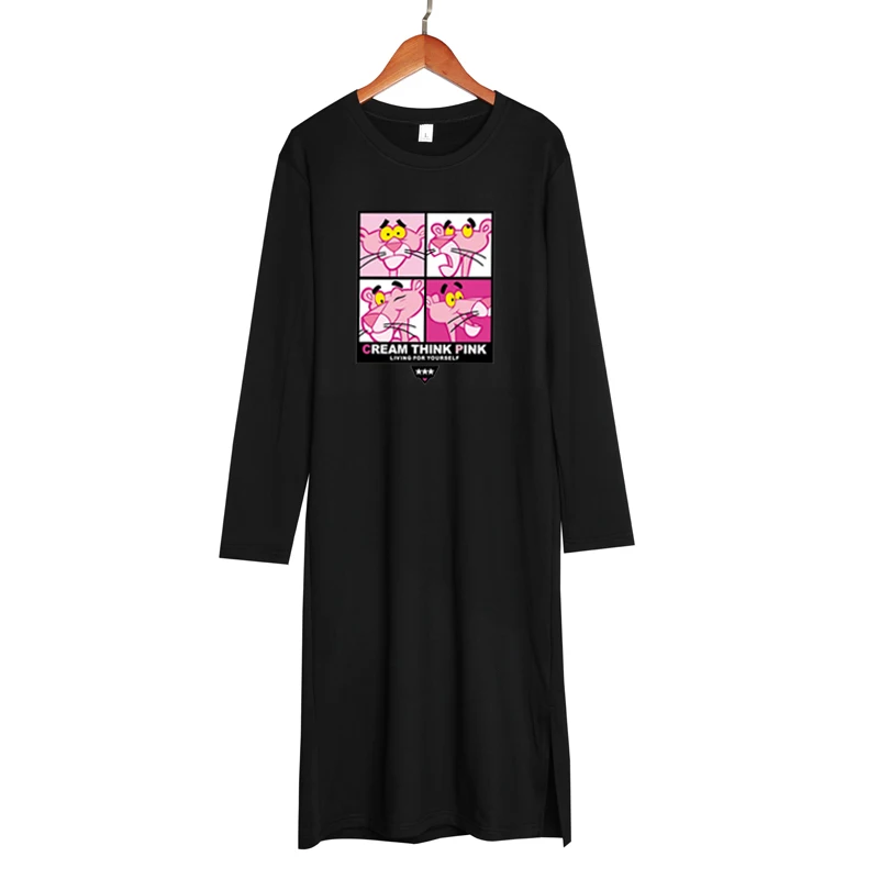 Plus Size Animacinių filmų Spausdinti Moterų Suknelė korėjos 90s ilgomis Rankovėmis Prarasti Moterų Drabužiai Midi Marškinėlius Suknelės Atsitiktinis Rudenį 2021 Vestidos