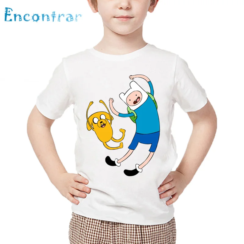 Vaikams, Cartoon Suomis ir Jake Nuotykių Laikas Print T shirt Vaikų Vasaros Baltas Viršūnes, Berniukai ir Mergaitės, Juokingi marškinėliai