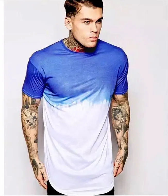 2019 Naujas Vyrų Vasaros Gradientas High Street marškinėliai Vyras Ilgai Streetwear marškinėliai Vyrams trumpomis Rankovėmis 3D Atspausdintas Marškinėlius Viršūnes M-3XL