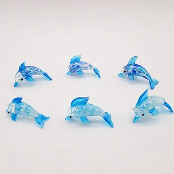 6pcs rankų darbo murano stiklo Delfinų figūrėlės namuose akvariumą apdaila, dekoratyviniai priedai meno miniatiūra Jūrų Gyvūnai, statulos