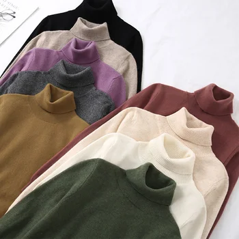 9 spalvų 2020 m. žiemos Moterys lady megztinis aukštos elastinga, Kieta Golfo džemperis moterims slim seksualus stora Dugno Puloveriai, Megzti