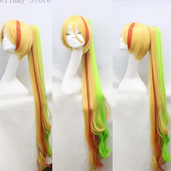 Anime Zombie Žemės Saga Sakis Nikaido Cosplay hairwear Stiliaus ilgas geltona/spalvota Banga Perukas+Perukas Bžūp