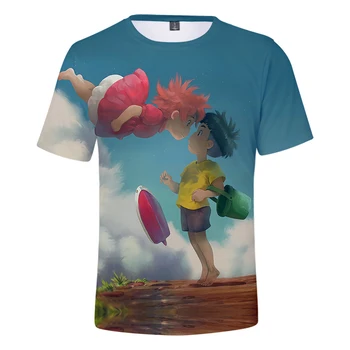 Atsitiktinis 3D marškinėliai Anime Ponyo Ant Uolos Vyrų/moterų Tees Mados Hip-Hop streetwear Karšto 3D berniukų/mergaičių marškinėliai T shirt