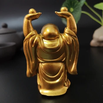 Aukso Kinijos Laughing Buddha Statula Papuošalai Feng Shui Maitrėjos Budos Skulptūros Figūrėlės Namų, Sodo Puošmena Statulos